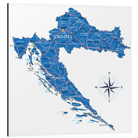Alubild  Karte von Kroatien (Englisch)