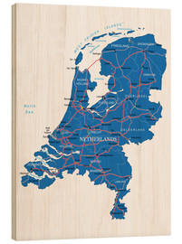 Holzbild  Karte Niederlande