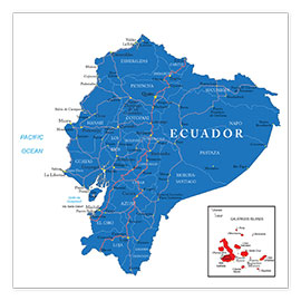 Poster Karte Ecuador