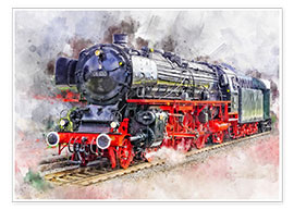 Poster Schlepptenderlokomotive der Deutschen Reichsbahn für den Schnellzugdienst Baureihe 01