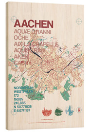 Holzbild  Aachen Karte Stadtmotiv - campus graphics