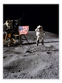 Poster Astronaut der 10. bemannten Mission Apollo 16 auf dem Mond