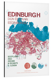 Alubild  Edinburgh Karte Stadtmotiv - campus graphics
