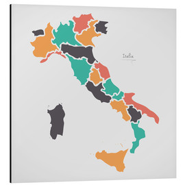 Alubild  Italien Landkarte modern abstrakt mit runden Formen - Ingo Menhard