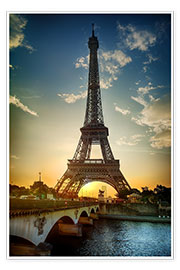 Poster Eiffelturm und Pont d'Iena an der Seine in Paris