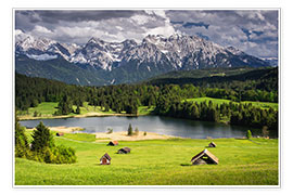 Poster Karwendel Gebirge mit See in den Alpen
