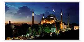 Poster  Ansicht von Hagia Sophia nach Sonnenuntergang