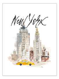 Poster  Aquarell New York Wolkenkratzer