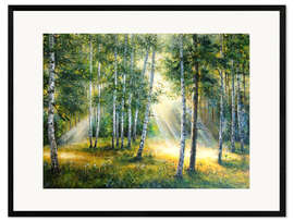 Gerahmter Kunstdruck  Sonnenlicht im grünen Wald - Ludmila Gittel