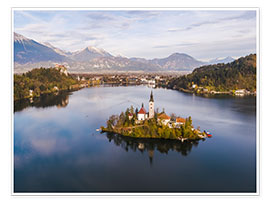 Poster  See Bled und Insel im Herbst, Slowenien - Matteo Colombo