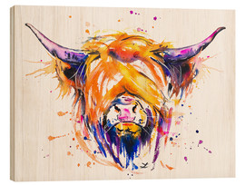 Holzbild  Scottish Highland Cow - Zaira Dzhaubaeva