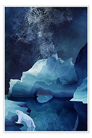 Poster Eisbär bei Nacht