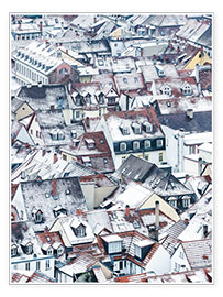 Poster Verschneite Hausdächer in der Altstadt von Heidelberg