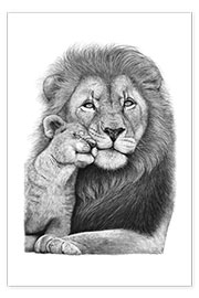 Poster Löwe mit Löwenbaby