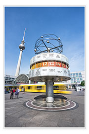 Poster Weltzeituhr und Fernsehturm am Alexanderplatz in Berlin, Deutschland