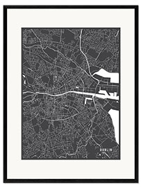 Gerahmter Kunstdruck  DUBLIN IRELAND MAP - Main Street Maps
