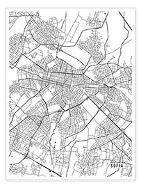 Poster  Sofia Bulgarien Karte - Main Street Maps