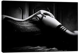 Leinwandbild  Frau mit schwarzem Korsett - Johan Swanepoel