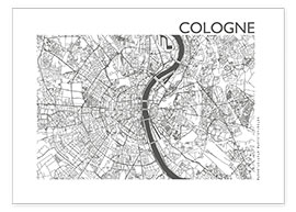Poster Stadtplan von Köln