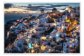 Poster  Santorini Aussicht nach Sonnenuntergang - Dennis Fischer