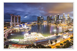 Poster Singapur Skyline und Marina Bay Sands