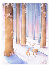 Poster  Kleine Rehe im Wald - Rebecca Richards