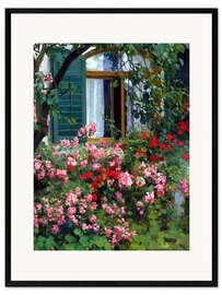Gerahmter Kunstdruck  Am Blumenfenster - Franz Grässel