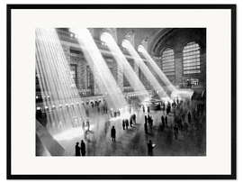 Gerahmter Kunstdruck  Sonnenstrahlen in der Grand Central Station
