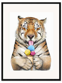 Gerahmter Kunstdruck  Tiger mit Eis - Valeriya Korenkova
